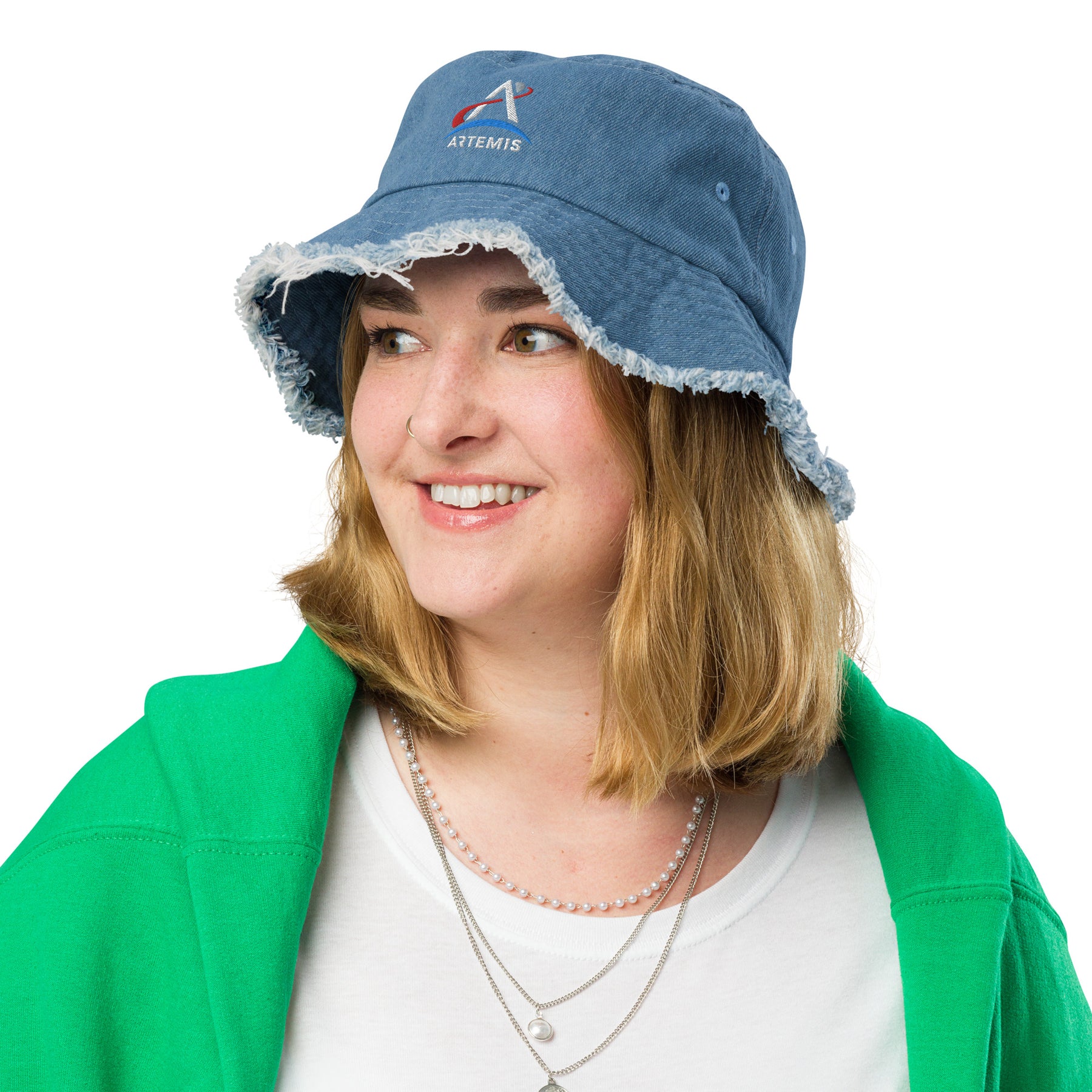 Artemis Distressed Denim Bucket Hat