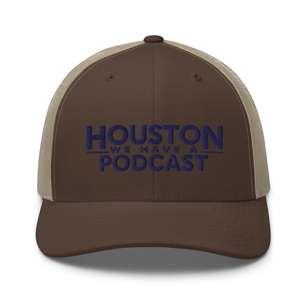Houston We Have A Podcast Trucker Cap Navy Logo