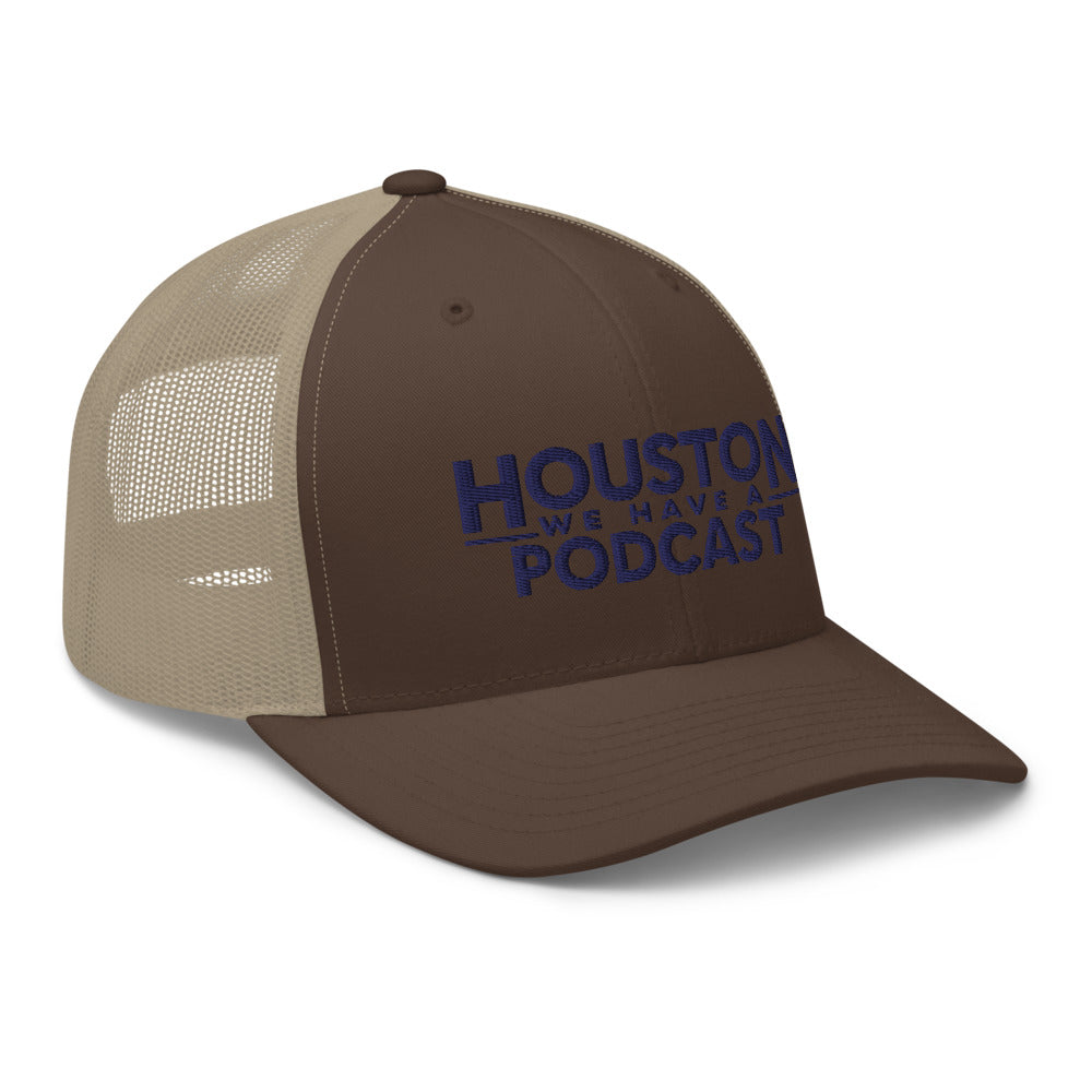 Houston We Have A Podcast Trucker Cap Navy Logo