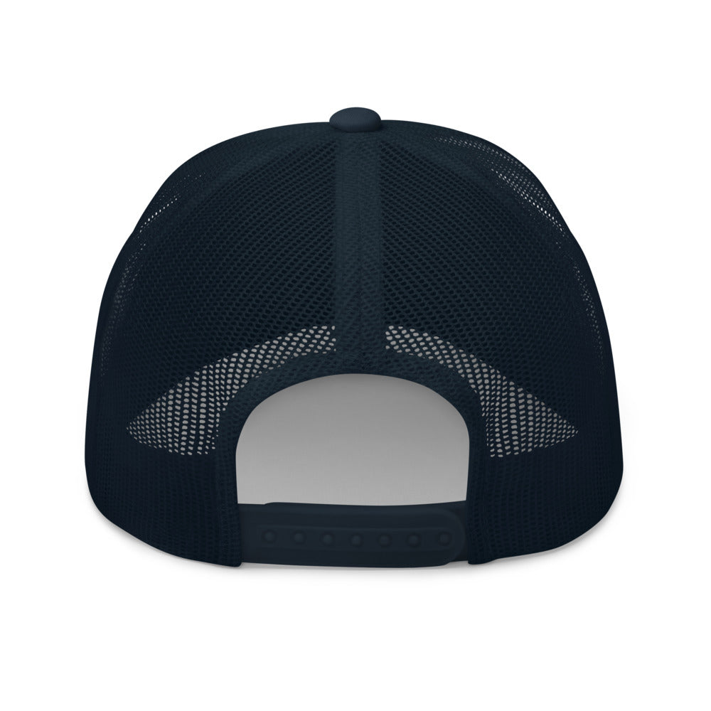 Houston We Have A Podcast Trucker Cap White Logo