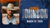 CODY JOHNSON Section 138 Row D seats 19 & 20