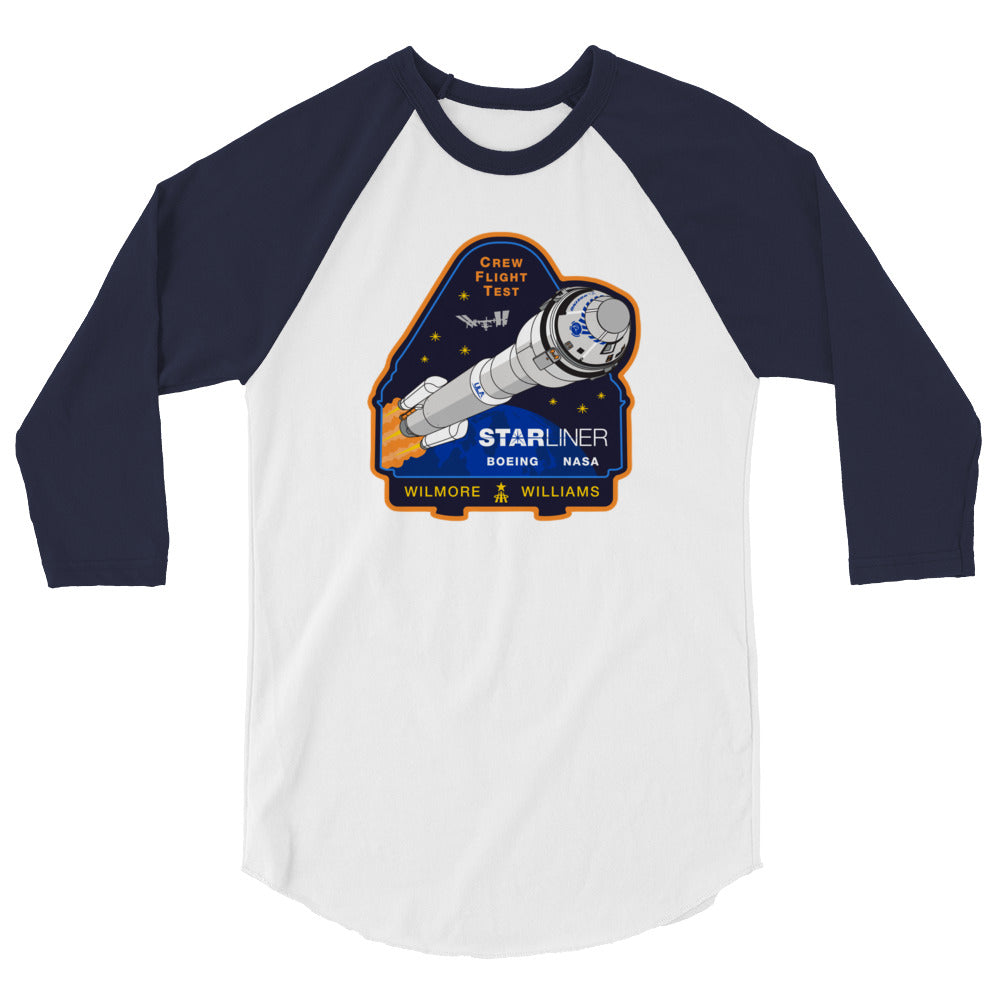 NASA's Boeing Crew Flight Test Unisex 3/4 Sleeve Raglan T-Shirt